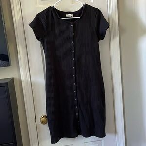Madewell black ribbed button down dress